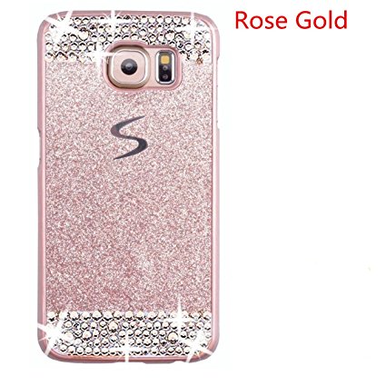Galaxy S7 Edge Case,Inspirationc® Beauty Luxury Diamond Hybrid Glitter Bling Hard Shiny Sparkling with Crystal Rhinestone Cover Case for Samsung Galaxy S7 Edge--Rose Gold Diamond