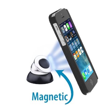TTLIFE 360 Degrees Magnetic Cell Phone Holder Car Mount - with 4 Different Colors Magnetic Attachment Black