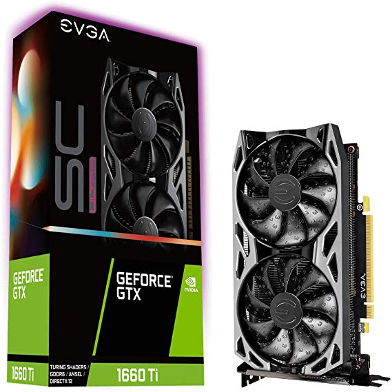 EVGA GeForce GTX 1660 Ti SC ULTRA GAMING, 6GB GDDR6, Dual Fan, Metal Backplate, 06G-P4-1667-KR