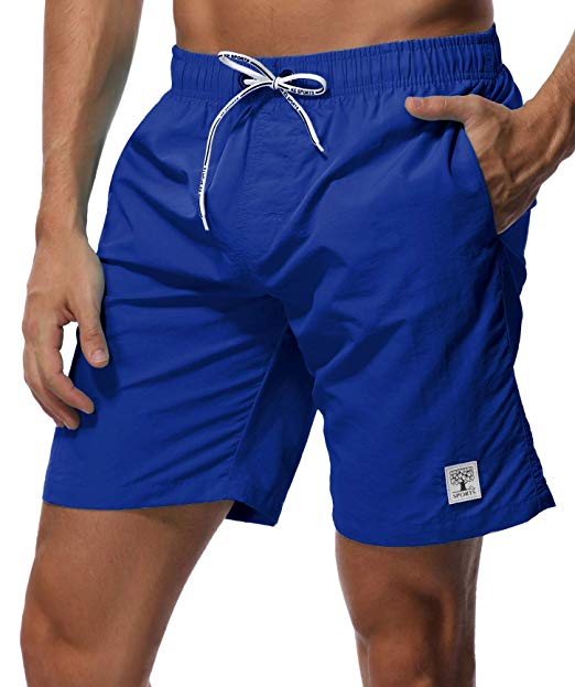 SHEKINI Men's Swim Trunks Quick Dry Slim fit Lightweight Beach Shorts with Pockets