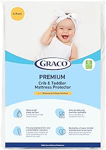 Premium Waterproof Crib and Toddler Mattress Protector (2PK)