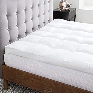 LUCID Ultra Plush 3 Inch Down Alternative Fiber Bed Mattress Topper - Allergen Free Pillow Top - Soft and Breathable Cotton Percale Cover - Twin XL Size, White (LU30TXDAFB)