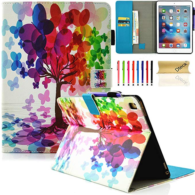 iPad Pro 9.7 2016 Case with Stylus Pen, Dteck Lovely Cute Cartoon Smart Wallet Case with [Auto Sleep Wake] PU Leather Flip Protective Stand Cover for Apple iPad Pro 9.7 inch 2016 Model,Butterfly Tree