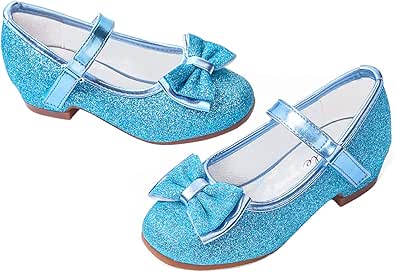 Stelle Girls Dress Shoes Glitter Princess Shoe Flower Mary Jane Low Heels Party Wedding Prom Footwear for Toddler Kids