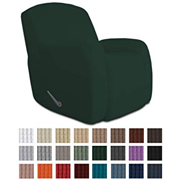 Easy-Going Recliner Stretch Sofa Slipcover Sofa Cover 1 Piece Furniture Protector Couch Soft with Elastic Bottom Kids,Polyester Spandex Jacquard Fabric Small Checks(Oversize Recliner,Dark Green)