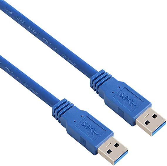 Pasow USB 3.0 Type A Male to Type A Male 24/28AWG Cable Cord (6 Feet, Blue)