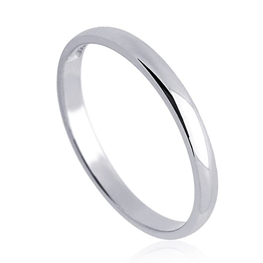 14K Yellow Gold or White Gold 2mm Comfort Fit Classic Domed Plain Wedding Band (Size 3 to 11.5)