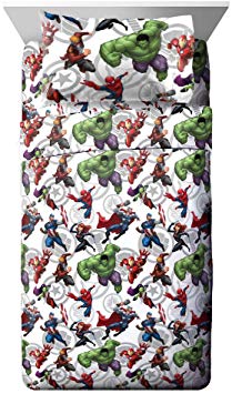 Jay Franco Marvel Avengers Marvel Team Twin Sheet Set - Super Soft and Cozy Kid’s Bedding - Fade Resistant Polyester Microfiber Sheets (Official Marvel Product)