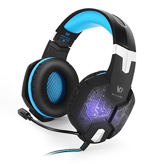 Gaming Headset, LESHP Stereo PC Gaming Headset with 7 Colors Breathing LED Light Over-ear Headphones with Mic Microphone for PC Computers, Smartphones