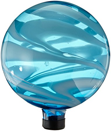 Gardener's Select A14BFG05 Glass Gazing Globe, Blue and White Swirl, 10"