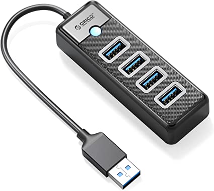 ORICO 4-Port USB HUB 3.0, USB Splitter for Laptop with 0.49ft Cable, Multi USB Port Expander, Fast Data Transfer Compatible with Mac OS 10.X and Above, Linux, Android