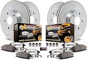 Power Stop K2162-36 Front and Rear Z36 Truck & Tow Brake Kit, Carbon Fiber Ceramic Brake Pads and Drilled Slotted Brake Rotors For 2003 2004 2005 2006 2007 Jeep Liberty