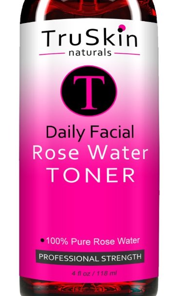 TruSkin Naturals ROSE WATER Toner - 100% Pure & Natural Facial Spray for Soft, Hydrated, Refreshed & Nourished Skin. No artificial fragrance, added chemicals or preservatives (4oz)