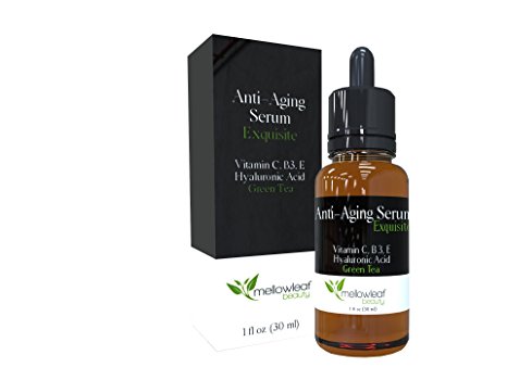 PREMIUM Vitamin C Serum For Face Daily B3   Hyaluronic Acid, Natural Green Tea Antioxidant, Anti Wrinkle, Reduce Eye Wrinkles, Age Spots, Boost Collagen Skin Renewal, Protects UV Caused Aging 1oz/30ml