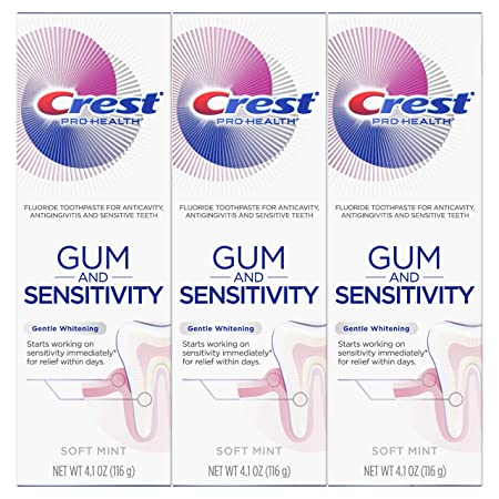 Crest Pro-Health Gum and Sensitivity, Sensitive Toothpaste, Gentle Whitening, 4.1 Ounce, Pack of 3