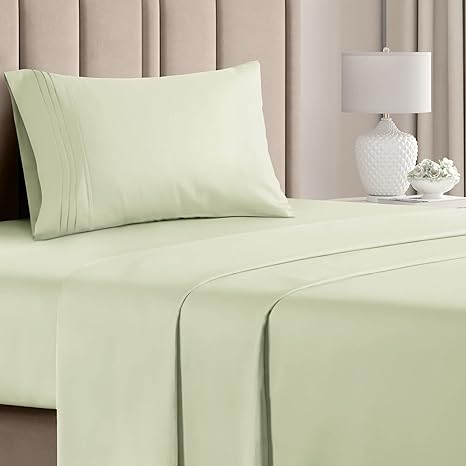 Twin Size Sheet Set - Breathable & Cooling Sheets - Hotel Luxury Bed Sheets - Extra Soft Sheets for Kids - Deep Pockets - 3 Piece - Wrinkle Free - Light Sage Green Bed Sheets - Twin Sheets - 3 PC