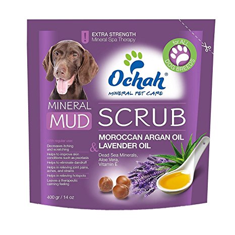 Ochah Mineral Mud SCRUB for your Beloved Pet. 14oz. Made from the Healing Minerals of the Dead Sea to promote healthy skin and coat. Natural, Reliable, and Effective
