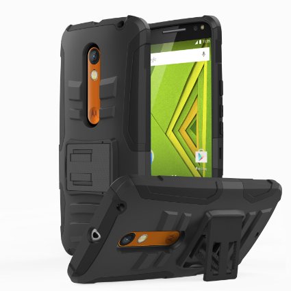 Motorola Moto X Play Phone Case - MoKo Full Body Rugged Holster Cover with Swivel Belt Clip for Moto X Play Smartphone 2015 Edition - Lifetime Warranty - BLACK (Not for Moto X Previous Generations)