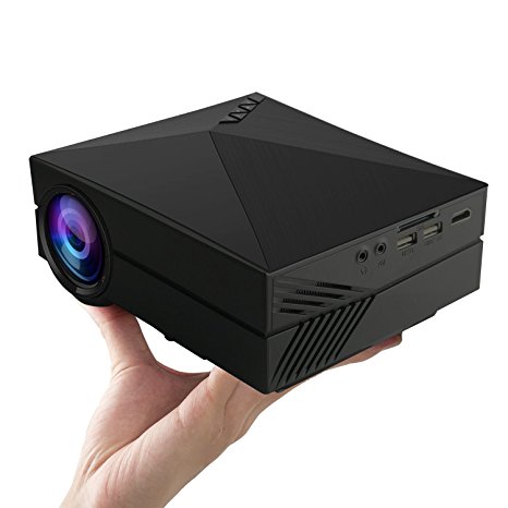 Syhonic GM60 Mini LED Video Projector with 800480p 1000 lumens Multimedia HDMI VGA USB AV SD Port, Perfect for Home Theater Cinema Entertainment Movie Gaming Child Education Black