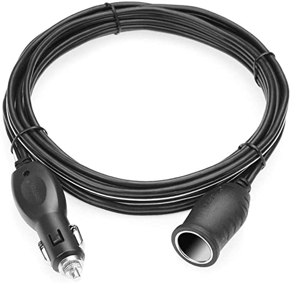 BESTEK 12.1ft / 3.7m 12V 24V Cigarette Lighter Extension Cord, 12AWG Heavy Duty Cigarette Lighter Cable with Cigarette Lighter Plug Socket (Black)