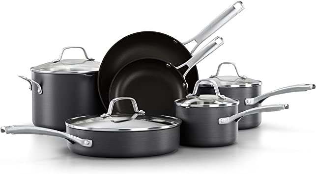 Calphalon Classic Hard-Anodized Nonstick Cookware, 10-Piece Pots and Pans Set, Black