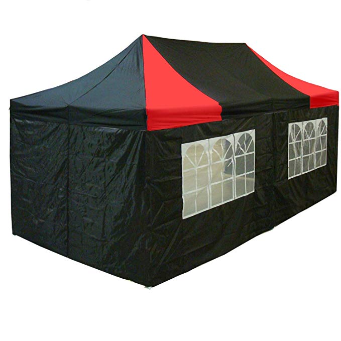 10'x20' Pop up Canopy Wedding Party Tent Instant EZ Canopy Black Red - F Model Commercial Grade Frame By DELTA