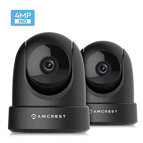 2-Pack Amcrest 4MP UltraHD Indoor WiFi Camera, Security IP Camera with Pan/Tilt, Two-Way Audio, Remote Viewing, Dual-Band 5ghz/2.4ghz, 4-Megapixel @~20FPS, Wide 120° FOV, 2PACK-IP4M-1051B (Black)