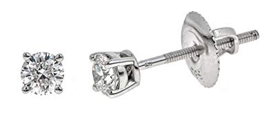 AGS Certified 14K Gold Round-Cut Diamond Stud Earring (1/4 - 2 cttw, K-L Color, I1-I2 Clarity)