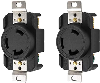 QWORK 2 Pack Flush Mounting Locking Receptacle Socket/Outlet, Industrial Grade, Grounding, 30 Amp, 250 Volt