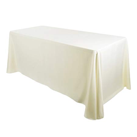 E-TEX Oblong Tablecloth - 90 x 132 Inch - Ivory Rectangle Table Cloth for 6 Foot Rectangular Table in Washable Polyester