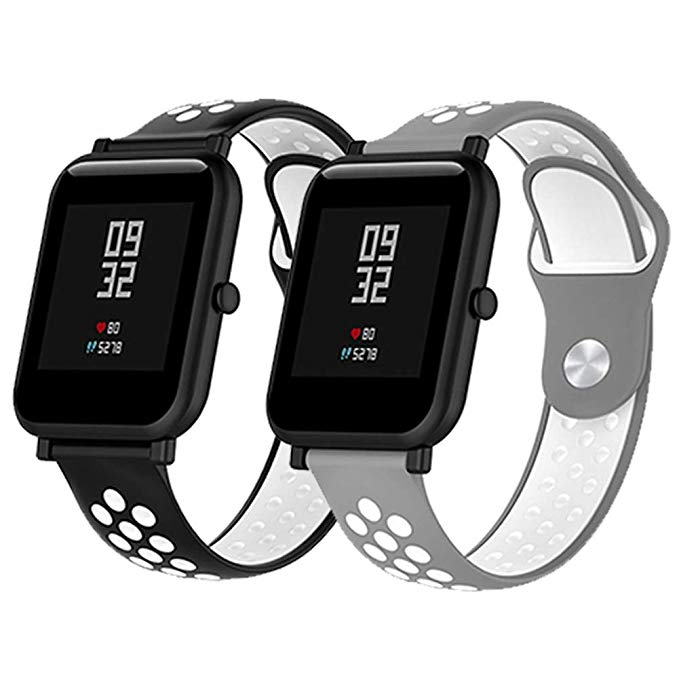 Budesi Replacement Band for Amazfit Bip, Soft Silicone Breathable Adjustable Sport Strap Wristband Bands for Huami Amazfit Bip Smartwatch 20mm (Tracker not incleded)