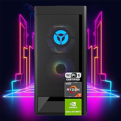 LENOVO Legion T5 Gaming Tower Desktop, AMD Ryzen 7 5700G, GeForce RTX 3060 Ti, 64GB RAM, 1TB SSD   2TB HDD, Wi-Fi 6, Windows 11 Home, Wired Keyboard&Mouse, Bluetooth, HDMI, DP, Black