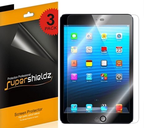 [3-Pack] SUPERSHIELDZ- Apple iPad mini 3 / iPad mini 2 / iPad mini Screen Protector Anti-Bubble High Defintion (HD) Clear shield   Lifetime Replacements Warranty [3-PACK] - Retail Packaging