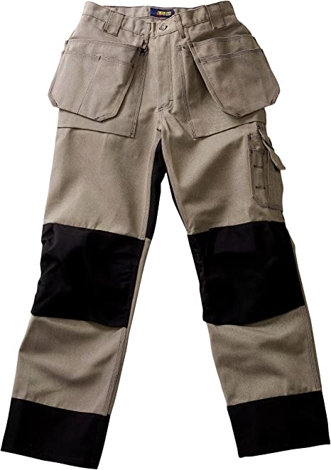 Blaklader Workwear Heavy Worker Pant with Utility Pockets, 32-Inch Waist, 32-Inch Length, 12-Ounce Poly-Cotton Khaki/Black