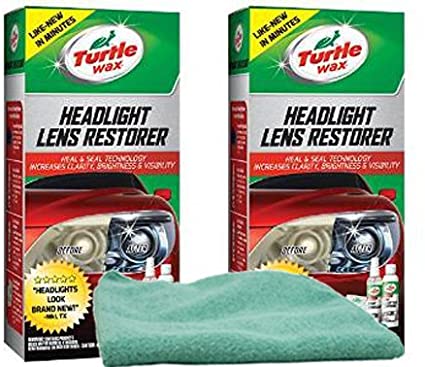 Turtle Wax Headlight Lens Restorer Bundle with Microfiber Cloth (3 Items)