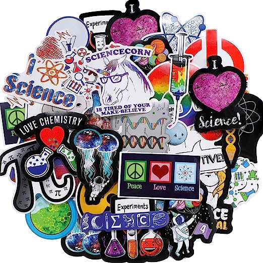 102 Pieces Natural Sciences Stickers, Waterproof Laboratory Physics Chemistry Graffiti Stickers for Suitcase Skateboard Guitar Travel Case Decals Water Bottle Adults Teens Girls