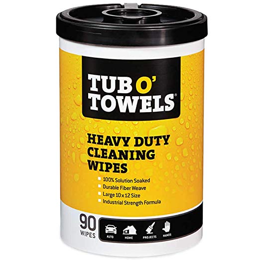Tub O Towels Heavy-Duty 10" x 12" Size Multi-Surface Cleaning Wipes, 90 Count Per Canister
