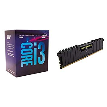 Intel 8th Gen Core i3-8100 Processor & CORSAIR Vengeance LPX 8GB (1 x 8GB) DDR4 DRAM 2400MHz C16 (PC4-19200) Memory Kit - Black (CMK8GX4M1A2400C16) Bundle