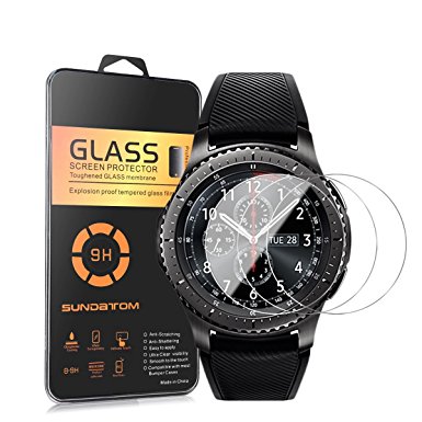 [3-Pack] Samsung Gear S3 Frontier Screen Protector , SUNDATOM Samsung Smartwatch Glass [Shock-Proof] [Anti-Scratch] Tempered Glass Screen Protector Protective Cover for Gear S3 Classic