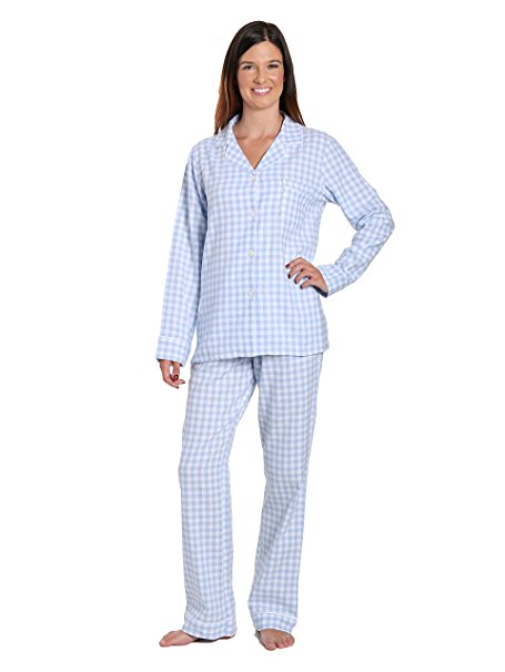 Noble Mount Womens Premium 100% Cotton Yarn Dyed Flannel Pajama Sleepwear Set