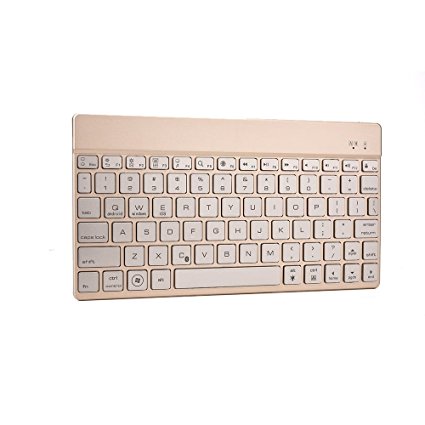 Universal 7-12'' Tablet Wireless Keyboard, COOPER AURORA 7-Color Backlit LED Wireless Bluetooth QWERTY Keyboard with Rechargeable Battery for iOS, Android, Windows & Mac (Gold, Ultra Light & Slim)