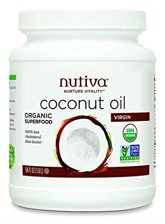 Nutiva Organic, Cold-Pressed, Unrefined, Virgin Coconut Oil from Fresh, non-GMO, Sustainably Farmed Coconuts, 54-ounce