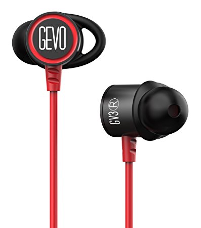 Sport Earbuds,GEVO audio Sport-Fi Gv3 Headphones ,Waterproof Magnetic Stereo soundbuds Earphones Noise Isolating In-Ear Earphones Secure Fit for Running, Jogging, Gym, Exercise ,and for iPhone iPod iPad Laptop Mac and Android (red-black)