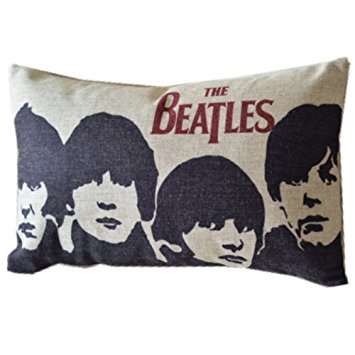 HLPPC The Beatles Limited Memorabilia Retro Throw Pillow Case Decor Cushion Covers Oblong 12 x 20 Inches Beige Black Cotton Blend Linen