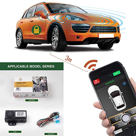 Auto Smartphone Remote Control Locking Kit,Smart Key 2 Way Lgnition Trunk Control/Unlock Shaking Hand Mobile Phone APP Keyless Entry Car Alarm System