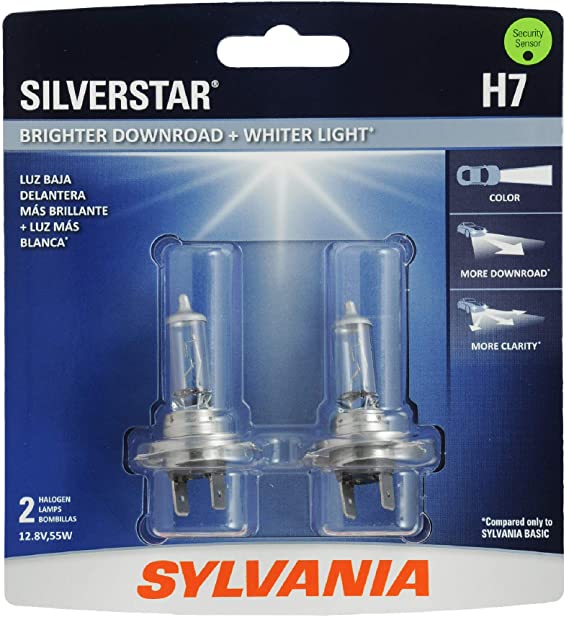 SYLVANIA H7 SilverStar High Performance Halogen Headlight Bulb, (Contains 2 Bulbs)