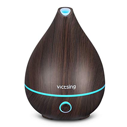 VicTsing Essential Oil Diffuser, 130ml Mini Portable Aromatherapy Ultrasonic Cool Mist Humidifier with 4-in-1 Button Control, Sleep Mode, Auto-Off, 8-Color Night Light for Room Baby-Black