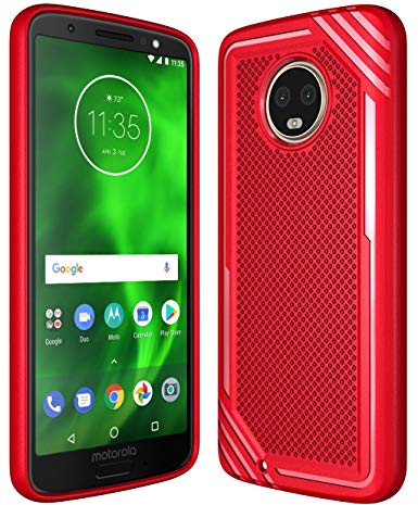 Moto G6 Case, Moto G (6th Generation) Case, Suensan TPU Shock Absorption Technology Raised Bezels Protective Case Cover for Motorola Moto G6 5.7 Inch (New Red)