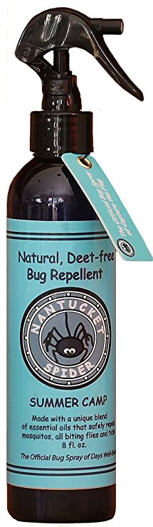 Nantucket Spider Summer Camp - Bug Repellent for Kids (8 oz Spray Bottle), Natural Insect and Tick Bug Repellent - Safe for Kids, Made with Essential Oils from Herbal Plants, DEET-free, No-Citronella