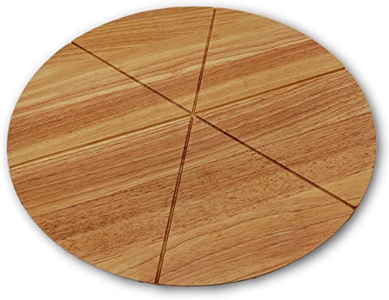 Checkered Chef Pizza Cutting Board - Round Wooden Chopping Board with Grooves to Slice and Portion Your Pizza - Reversible Round Cutting Board - Cheese Board